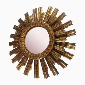 19th Century Carved Gilt Wood Sun Mirror, Spain