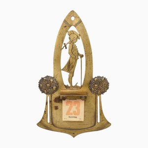 Supporto da parete antico Art Nouveau in ottone, fine XIX secolo