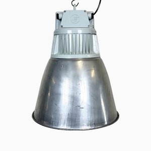 Lámpara colgante de fábrica industrial vintage de plata de Elektrosvit, años 60