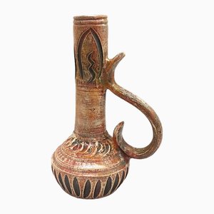 Jarrón Mid-Century de cerámica marrón