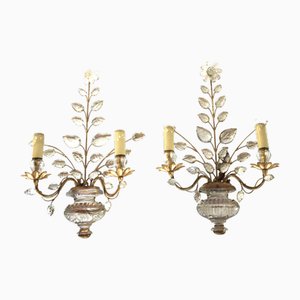 Wall Sconces with Flowers and Urns from Maison Baguès, 1950s, Set of 2