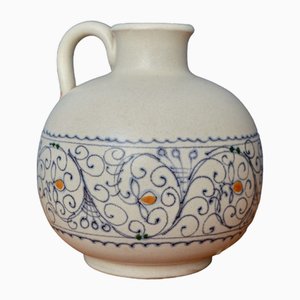 Vase Blanc avec Décorations Méditerranéennes, 1970s