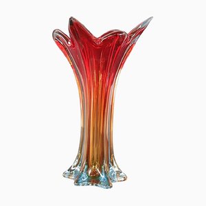 Vaso rosso vintage in vetro di Murano, Italia, anni '60