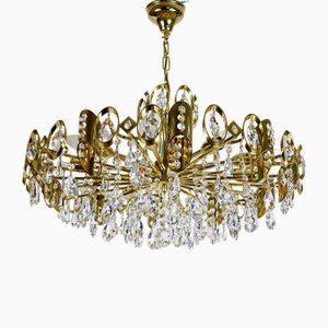 Brass and Crystal Sciolari Chandelier from Palwa, 1960s
