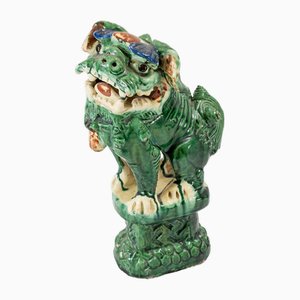 Chinesischer Sancai Grün glasierter Foo Dog