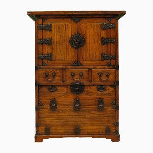 Vintage Korean Cabinet with Ornate Fittings, 1930s