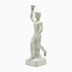 Art Deco Berlin Olympic Games Bisque Torch Bearer Runner Figurine, 1936