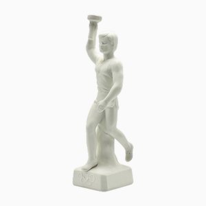 Figurine Art Déco Jeux Olympiques de Berlin Bisque Coureur de Torche, 1936