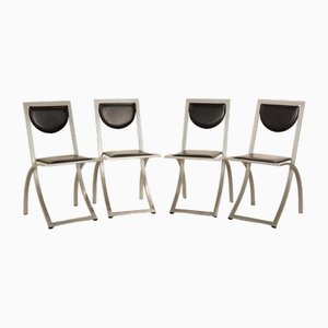 Black Leather Sinus Dining Chairs from KFF, Set of 4