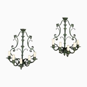20th Century 5 Lights Wall Lamps in Wrought Iron