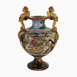 Vase aus Bemalter Majolika, Anfang 20. Jh., Italien
