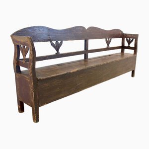 German Carved Country Farmhouse Bench in Oak