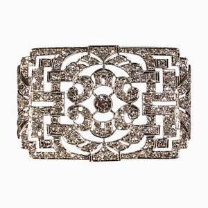 Art Deco Brooch in Platinum 950 with Diamonds, 1930s