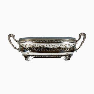 Silver Planter with Floral Openwork and Glass Insert, Vienna, 1925