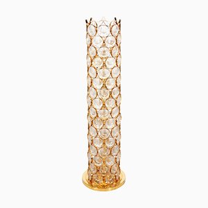 Large Round Crystal & Gilt Floor Lamp from Palwa, Germany, 1970s