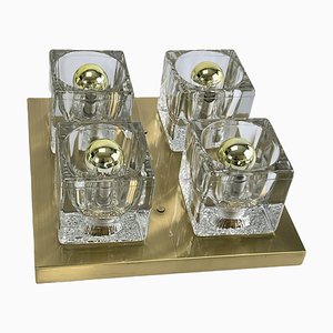 Glass Ice Cube Flushmount attributed to Peill & Putzler, 1970s