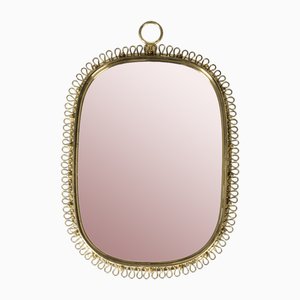 Swedish Modern Brass Wall Mirror, 1950s