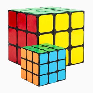 Espositori da negozio grandi a forma di cubo di Rubik, set di 2