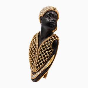 Pendant Brooch with Blackamoor Depicting Saracen Nobleman in 18k Yellow Gold and Diamonds