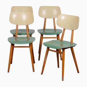 Vintage Wooden Chairs from Ton, 1960s, Set of 4
