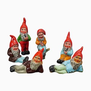 Tiny Terracotta Garden Gnomes, Germany, 1950s, Set of 6