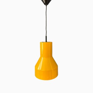 Space Age Industrial Yellow Metal Shaped Pendant Light