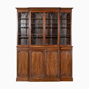 19th Century English Mahogany Arched Glazed Bookcase Cabinet, 1880s