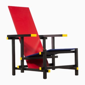 Roter & Blauer Stuhl von Gerrit Rietveld für Cassina, 1890er