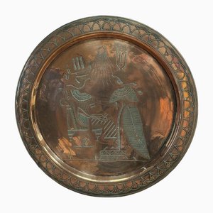 Bandeja para té egipcia, siglo XX en cobre ricamente grabado