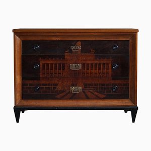 Art Deco Intarsia Chest of Drawers in Birch, Swedish, 1930s