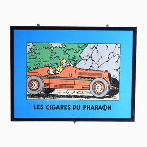 Poster Tintin vintage con cornice I sigari del faraone di Herge Moulinsart