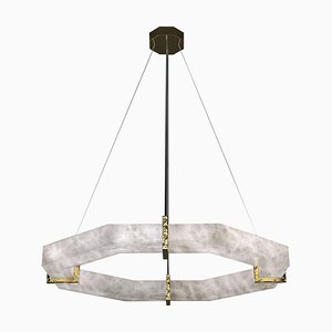 Efesto Shiny Gold Metal Pendant Lamp by Alabastro Italiano