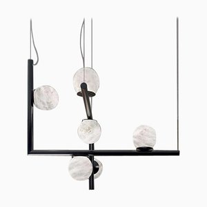 Ofione Double Shiny Black Metal Pendant Lamp by Alabastro Italiano