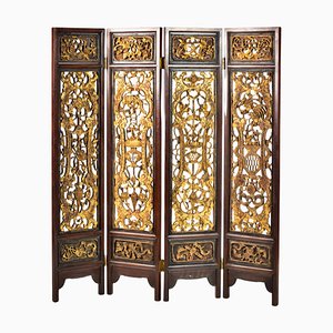 19th Century Chinese Four-Leaf Screen