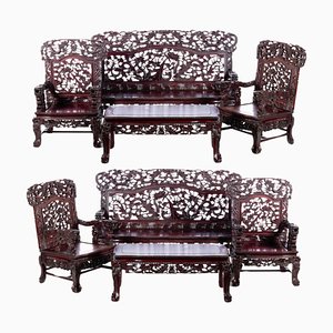 19th Century Chinese Armchairs, Canapes and Tables, Set of 4