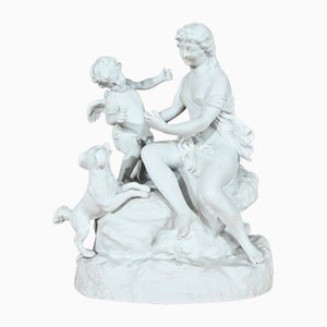 Sculpture Bisque de Vénus et Amor, Fin du 19ème Siècle