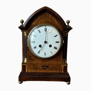 Antike edwardianische Uhr mit Gestell aus Mahagoni mit Intarsien, 1900