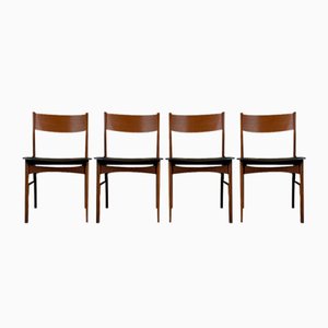 Sedie da pranzo moderne in teak, Danimarca, anni '60, set di 4