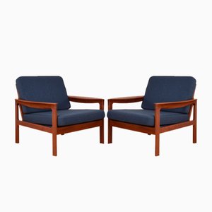 Poltrone Mid-Century in teak di Arne Vodder per Comfort, Danimarca, anni '60, set di 2