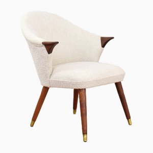 Mid-Century Norwegian Teak & Boucle Armchair, 1960s