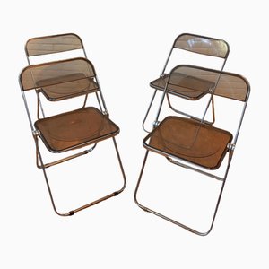 Smoke-Coloured Plia Chairs by Giancarlo Piretti, Set of 4