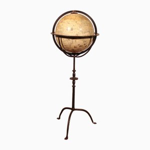 Parquet Terrestrial Globe with Wrought Iron Base