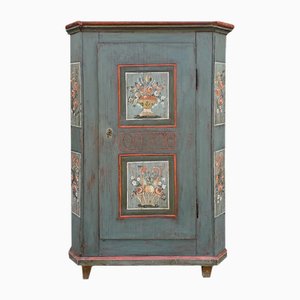 Blue Painted Wardrobe with Flowers and Fruit