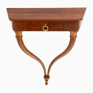 Walnut Wall-Mounted Console Table / Nightstand attributed to Guglielmo Ulrich, Italy, 1950s