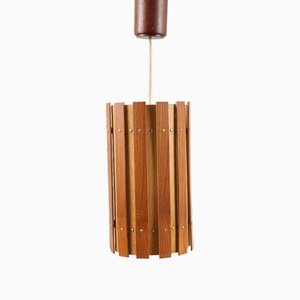 Mid-Century Ceiling Lamp in Teak, Denmark, 1970s