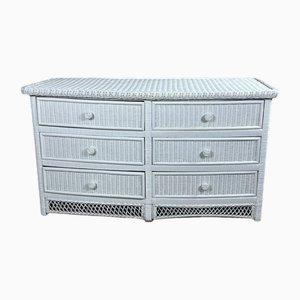 Vintage Curved Chest of Drawers in White Rattan, 1980s