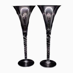 Mid-Century High-Stemmed Champagne Flutes Gallo attributed to Villeroy & Boch, 1970s, Set of 2