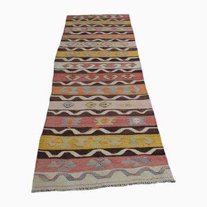 Vintage Turkish Colorful Striped Wool Rug, 1960s