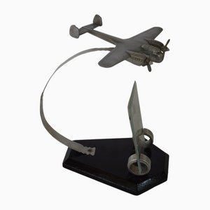 Grande Maquette d'Avion Do 17 avec Cadre Photo en Aluminium Poli, 1930s