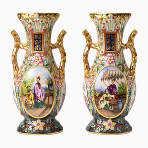 Chinoiserie Porcelain Vases from Bayeux, Set of 2